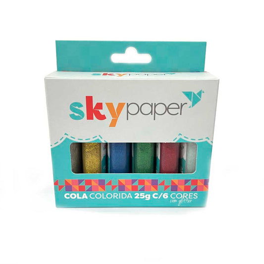 Cola Colorida Com Glitter 6 Cores SkyPaper