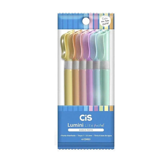 Kit Marca Texto Lumini Lite Com 6 Cores Pastel Sertic