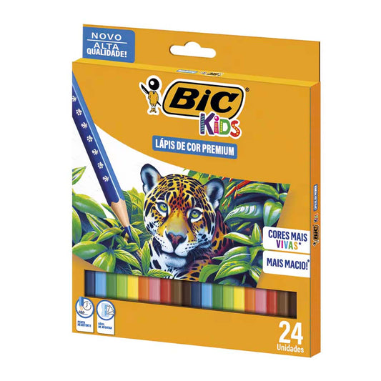 Lápis de Cor Kids Premium Com 24 Cores Bic