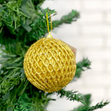 Bola De Natal Decorada Luxo Colmeia Com Glitter 8Cm