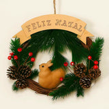 Guirlanda De Natal Cipo Decorada Com Esquilo