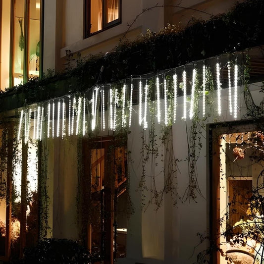 Cascata De Natal Bastão Meteoro 8 Tubos Pisca Pisca 136 Leds Iluminação Bivolt