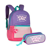 Kit Mochila Escolar + Estojo Duplo Spread Love Clio