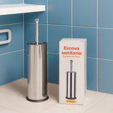Escova Sanitária Com Suporte Em Inox Para Limpeza E Higienização De Vaso