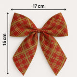 Laço De Natal Decorado Vermelho Com Detalhes Dourados 17cm