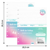 Anúncio Kit Refil De Folhas Pautadas Para Caderno De Disco Médio/ Grande 80 folhas Com 2