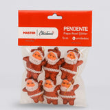 Enfeite De Natal Pendente Papai Noel Glitter 5cm Com 6