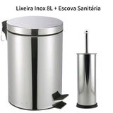 Anúncio Kit Lixeira + Escova Sanitária Inox Para Banheiro