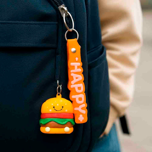 Chaveiro Divertido Happy Hambúrguer Fofo / Batata Frita Fofa