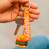 Chaveiro Divertido Happy Hambúrguer Fofo / Batata Frita Fofa
