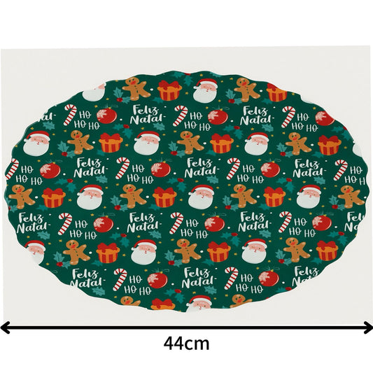 Bandeja Natal Decorada Oval 44Cm