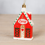 Enfeite De Natal Casa Do Papai Noel Glitter Candy 11cm