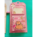 Kit Mini Caderno E Bloquinho De Anotações Autoadesivo Capybara Fofa