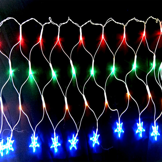 Rede 120L Led Com Estrela Colorida 8 Funções