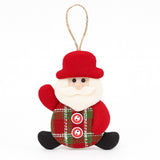 Enfeite De Natal Papai Noel/Boneco de Neve/Rena Feltro Xadrez 14cm