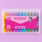 Giz De Cera Retrátil Rebecca Bonbon Com 12 Cores SkyPaper