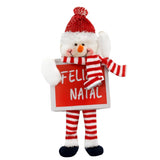 Enfeite De Natal Feltro Feliz Natal Papai Noel/Rena/Boneco De Neve 30cm