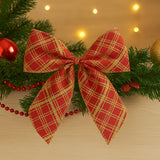 Laço De Natal Decorado Vermelho Com Detalhes Dourados 17cm