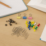 Kit Office Papelaria Organizador Para Escritório Com Binders Clips Tachinhas Alfinetes WinPaper