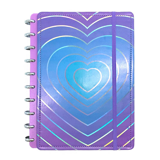 Caderno De Disco Médio Holográfico Coração