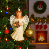 Enfeite De Natal Anjinho Com Glitter 13cm