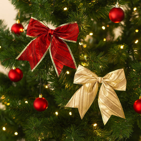 Enfeite De Natal Laço Natalino Decorado 15cm Com 2 Decoração Árvore