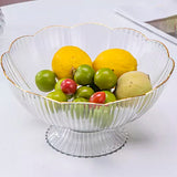 Fruteira De Mesa ou Saladeira Acrílico 26cm Com Borda Dourada