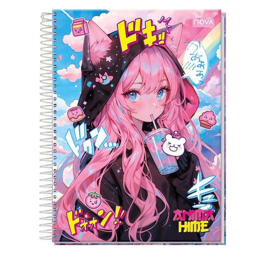 Caderno Universitário Grande Anima Hime 80 Folhas