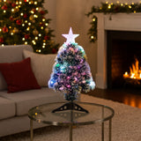 Árvore De Natal Nevada Luxo 60cm Fibra Ótica Led Bivolt Decoração