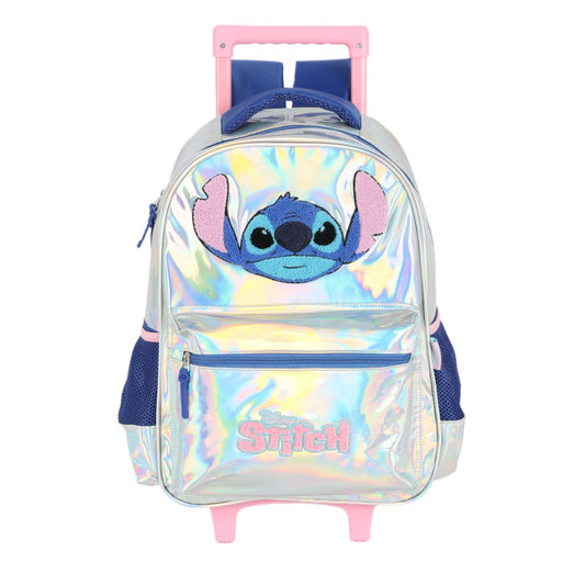 Mochila Escolar De Rodinha Stitch Holográfica Original Luxcel