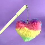 Caneta Pompom Coração Colorido