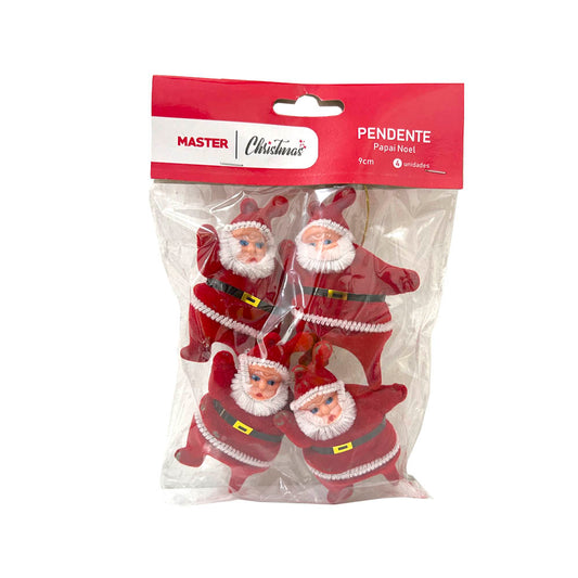 Enfeite Pendente Papai Noel 9cm Com 4