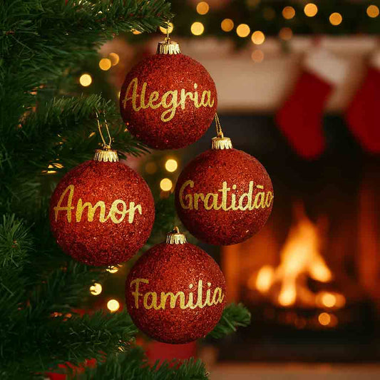 Bola De Natal Festão Nº 8 Decorada Com Frases
