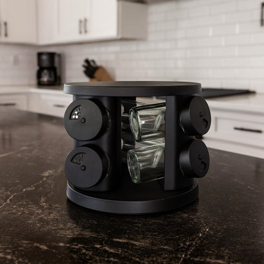 Porta Temperos Condimentos Giratório Com 6 Potes De Vidro