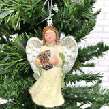 Enfeite De Natal Anjinho Com Glitter 13cm