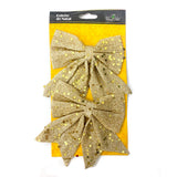 Laço De Natal Glitter Com Estrelinhas 14Cm Com 2 Decoração Árvore