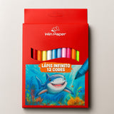Lápis De Cor Infinito Com Borracha 12 Cores Win Paper