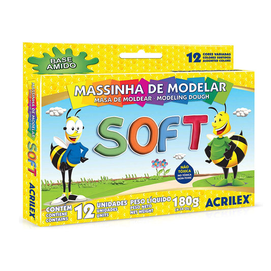 Massinha De Modelar Soft Com 12 Cores Acrilex