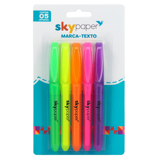 Marca Texto Com 5 Cores SkyPaper