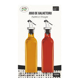Jogo De Galheteiro Porta Azeite Vinagre Com Bico Dosador Com 2 Peças 500ml
