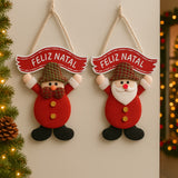 Enfeite De Porta Guirlanda De Natal Decorativa Papai Noel/Boneco De Neve 27cm