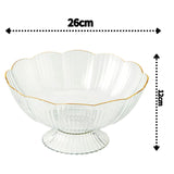 Fruteira De Mesa ou Saladeira Acrílico 26cm Com Borda Dourada