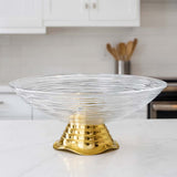 Fruteira De Mesa Decorativa Facile 30cm Com Base Dourada