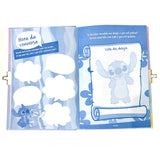 Diário Fofo Livro de Segredos Stitch Com Caneta Pompom Chave e Cadeado Infantil