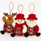 Enfeite De Natal Papai Noel/Boneco de Neve/Rena Feltro Xadrez 14cm