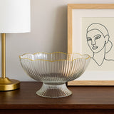 Fruteira De Mesa Decorativa Saladeira Acrílico 22cm Com Borda Dourada