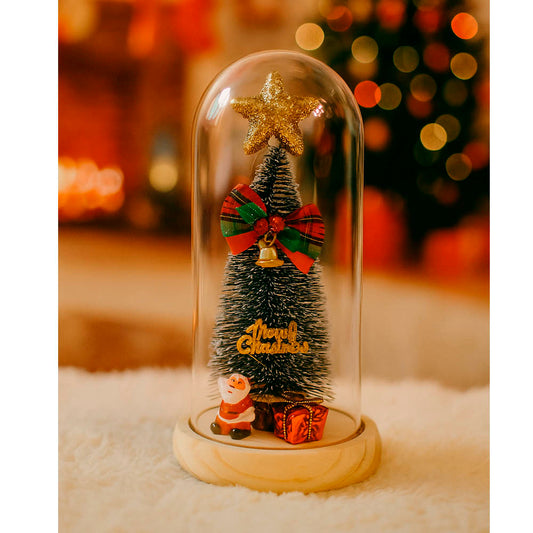 Mini Árvore de Natal Enfeitada Luxo Em Cúpula Com Led