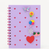 Caderno Pequeno A5 Pautado Silicone Picky Holic Charm 80 Folhas Com 6 Pins Tris