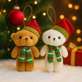 Enfeite de Natal Pendente Ursinho Com Gorro Decoração De Natal 11cm