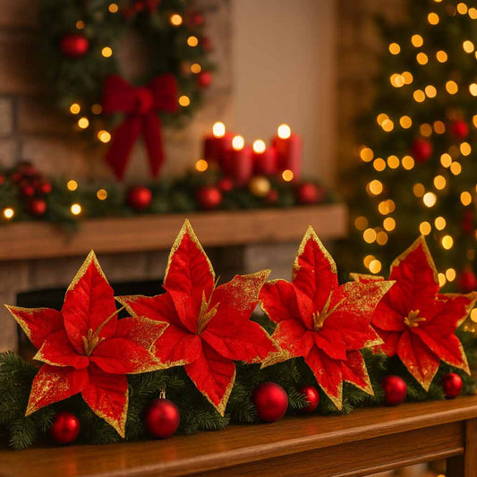 Anúncio Flor De Natal Artificial Decoração Para Árvore E Ornamentos